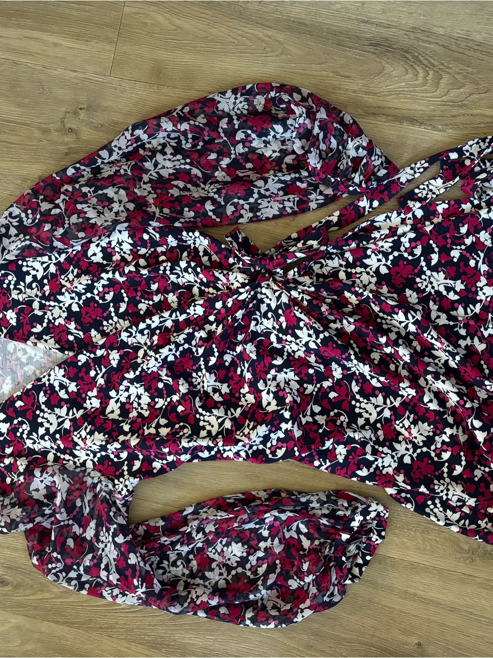 Diane Von Furstenberg Navy, White & Berry Floral Dress